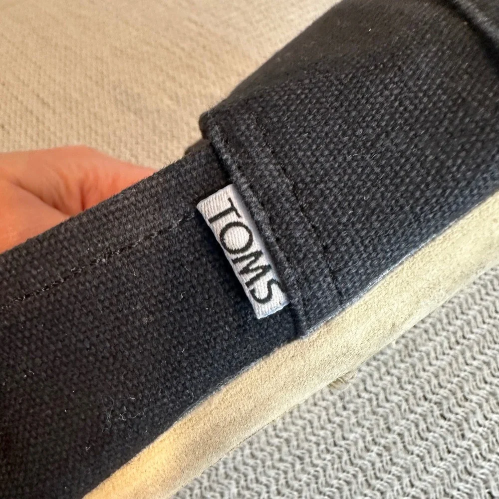 TOMS Alpargata‎ Slip On Shoes Womens 6 Black Canvas Classic Comfort Flats